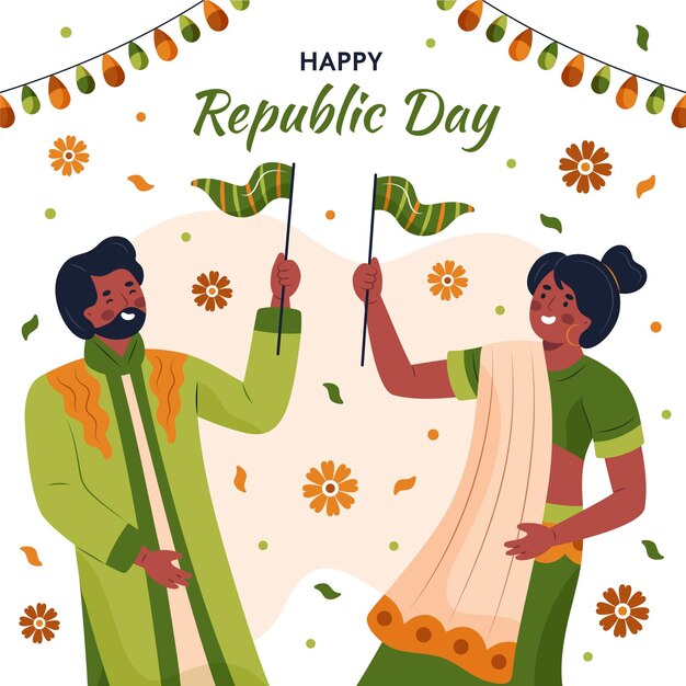 Ręcznie Rysowane Dzień Republiki Indii
