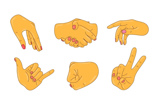 Bezpłatny wektor ręcznie rysowane element ręce emoji