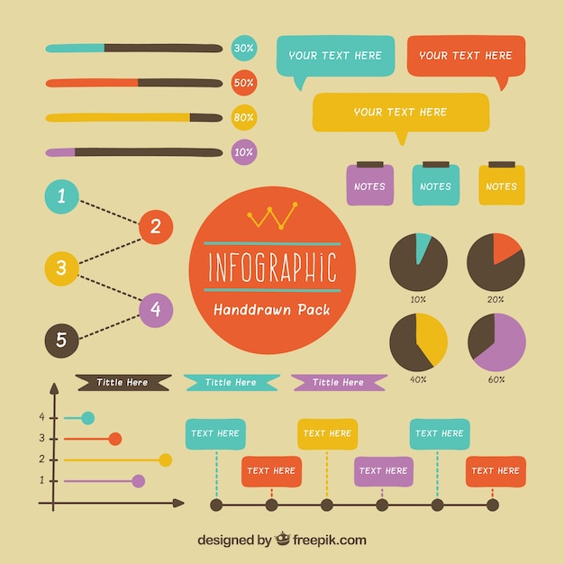 Bezpłatny wektor ręcznie rysowane elementy infographic