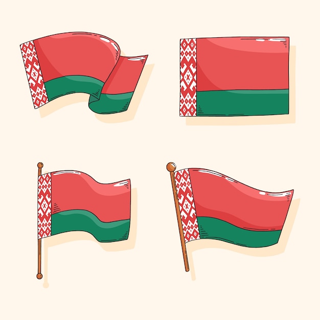 Bezpłatny wektor ręcznie rysowane emblematy narodowe białorusi