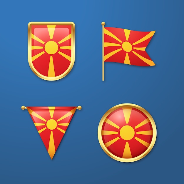 Bezpłatny wektor ręcznie rysowane emblematy narodowe macedonii