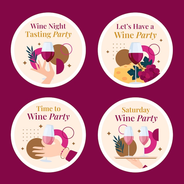 Bezpłatny wektor ręcznie rysowane etykiety festiwalu wina