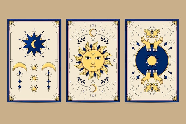 Bezpłatny wektor ręcznie rysowane ezoteryczne karty tarota
