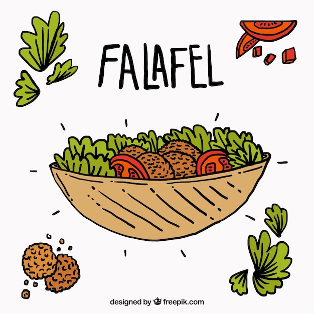 Ręcznie Rysowane Falafel Ze Składnikami