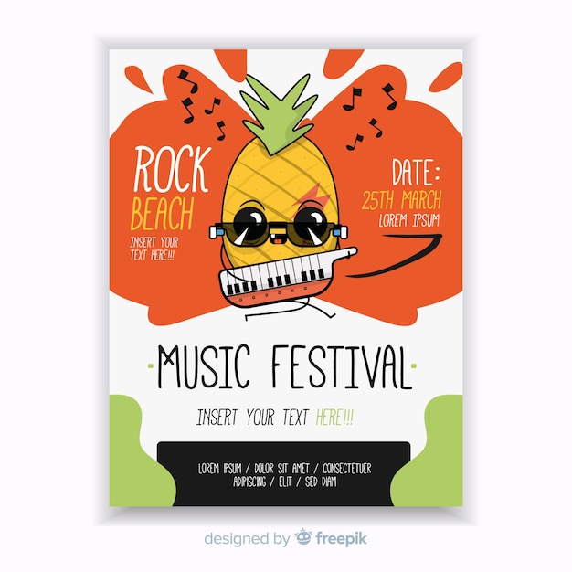 Ręcznie Rysowane Festiwal Muzyki Plakat Szablon