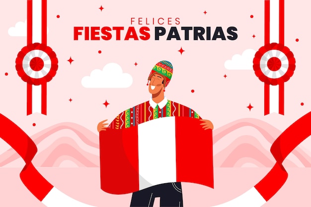 Ręcznie rysowane fiesty patrias flaga tła