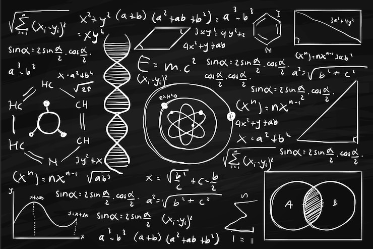 Bezpłatny plik Wektor ręcznie rysowane formuł naukowych na tablicy