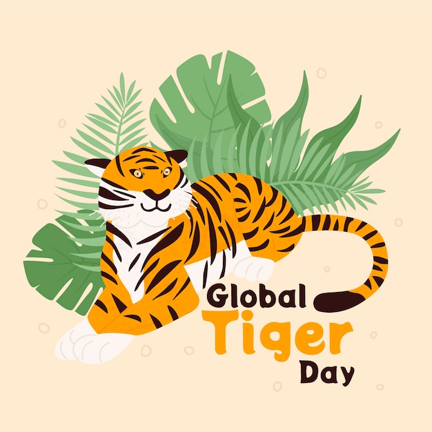 Bezpłatny wektor ręcznie rysowane globalny dzień tygrysa