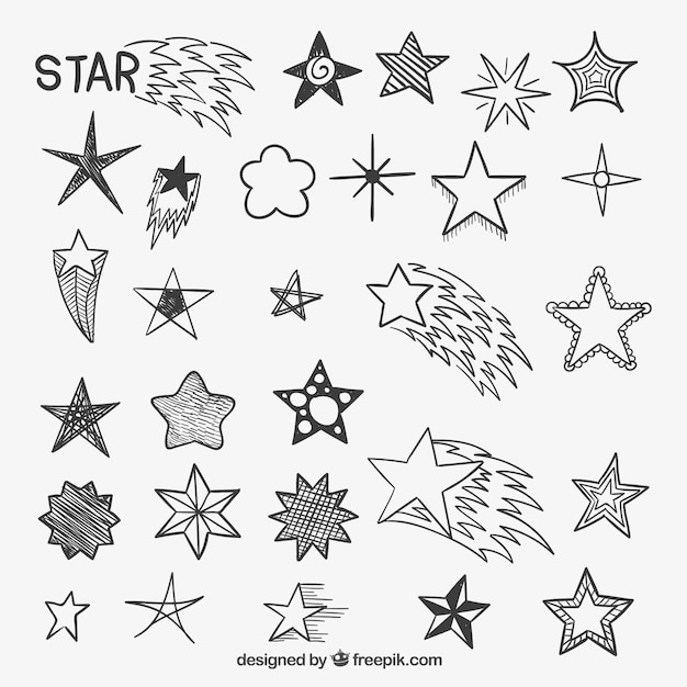 Bezpłatny wektor ręcznie rysowane gwiazdek