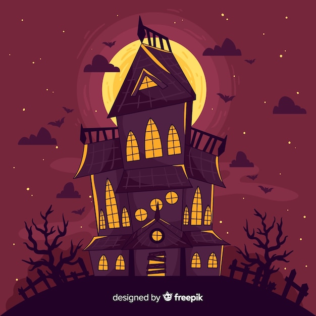 Ręcznie Rysowane Halloween Opuszczony Dom