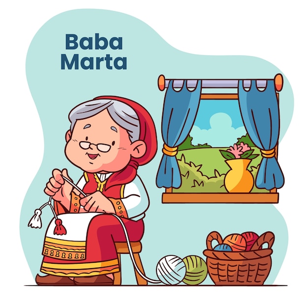 Ręcznie Rysowane Ilustracja Baba Marta