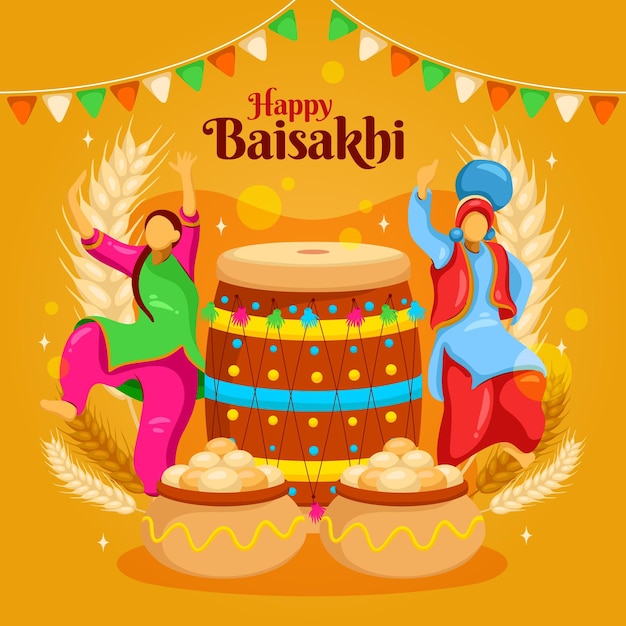 Bezpłatny wektor ręcznie rysowane ilustracja baisakhi