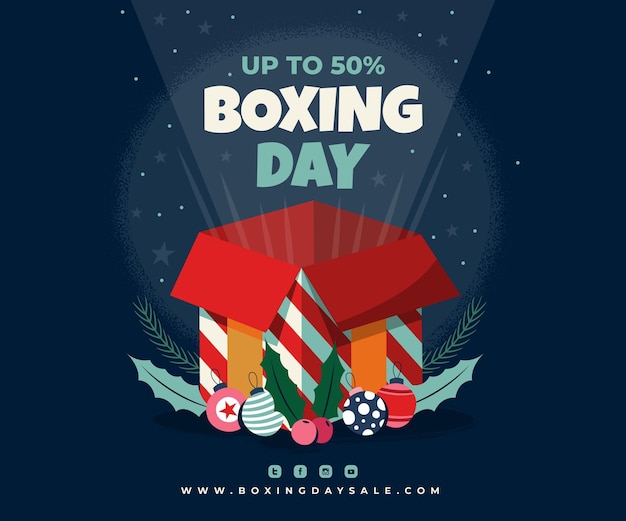 Ręcznie rysowane ilustracja baner sprzedaży płaskiej boxing day