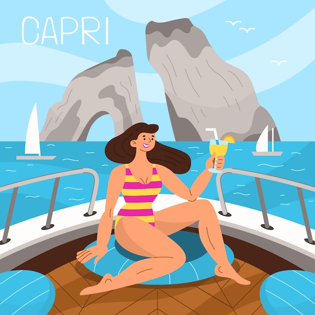 Ręcznie Rysowane Ilustracja Capri