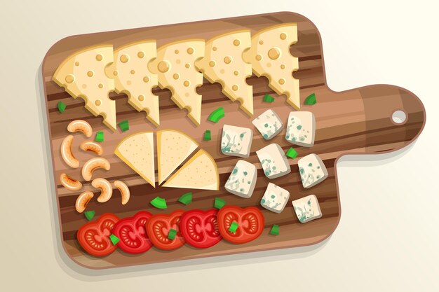 Ręcznie rysowane ilustracja deska serów