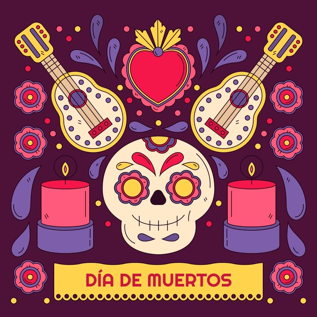 Bezpłatny wektor ręcznie rysowane ilustracja dia de muertos