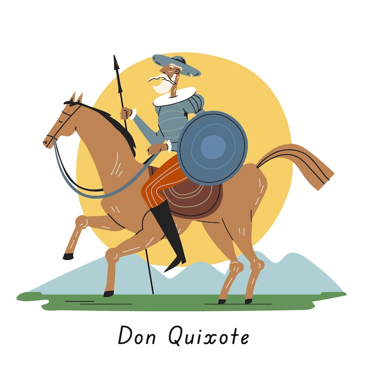 Bezpłatny plik Wektor ręcznie rysowane ilustracja don kichota