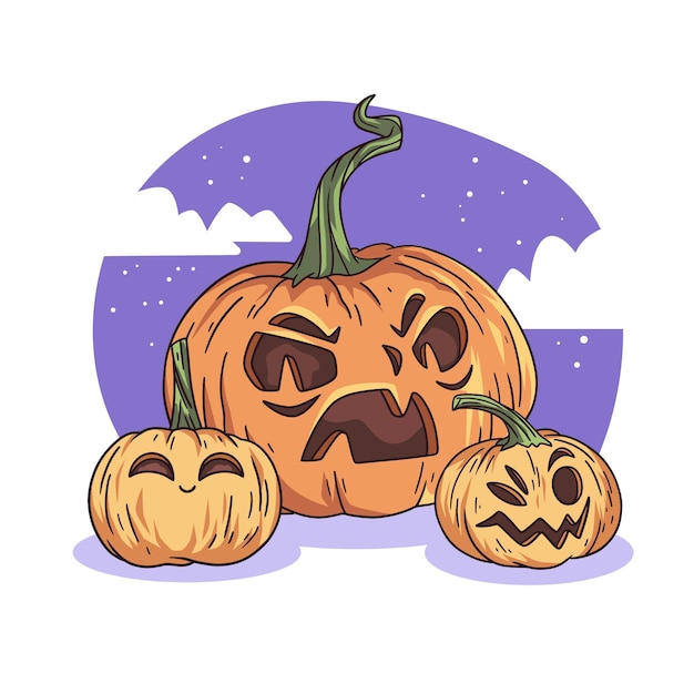 Ręcznie Rysowane Ilustracja Dynie Halloween