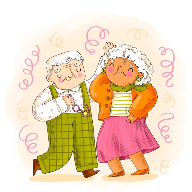 Bezpłatny wektor ręcznie rysowane ilustracja dzień babci i dziadka