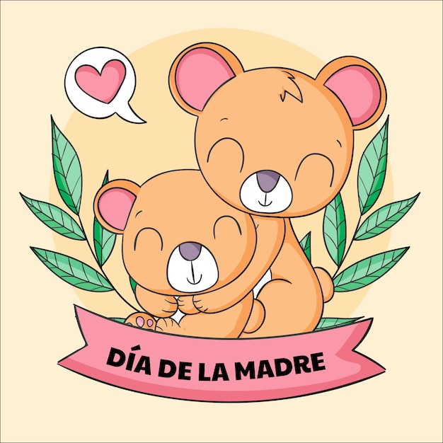 Bezpłatny wektor ręcznie rysowane ilustracja dzień matki w języku hiszpańskim