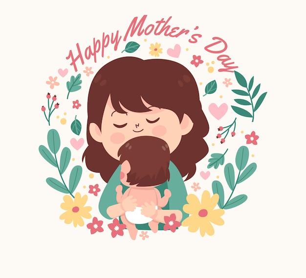 Bezpłatny wektor ręcznie rysowane ilustracja dzień matki