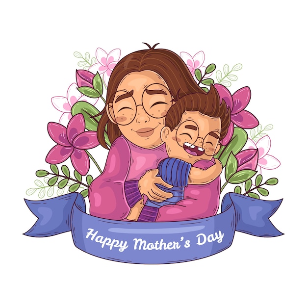 Bezpłatny wektor ręcznie rysowane ilustracja dzień matki