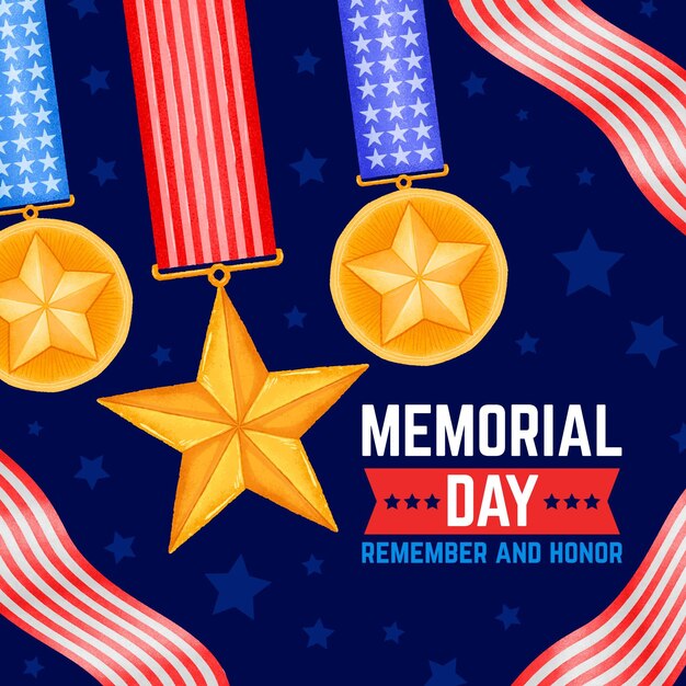 Ręcznie rysowane ilustracja dzień pamięci usa