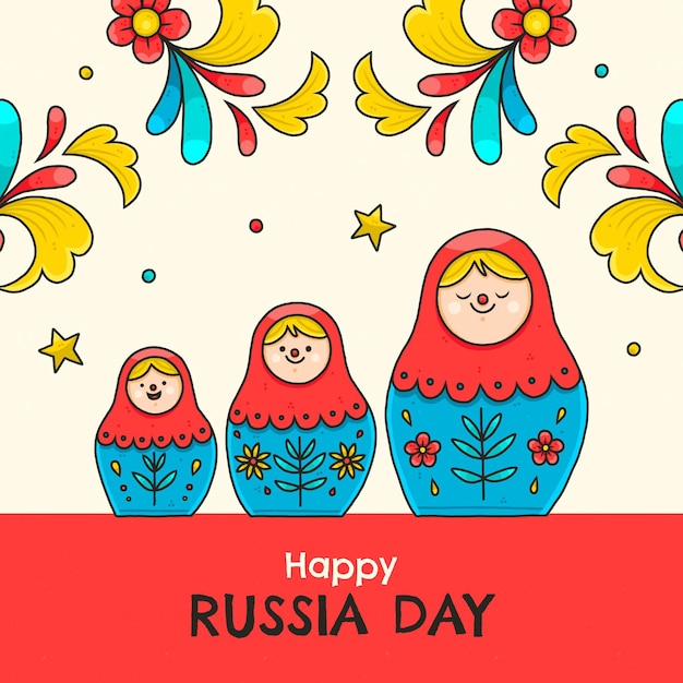 Ręcznie Rysowane Ilustracja Dzień Rosji
