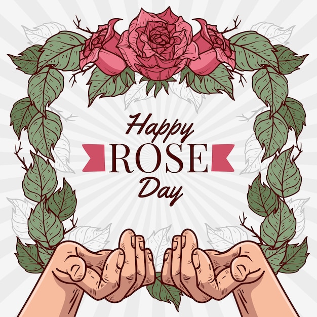 Ręcznie rysowane ilustracja dzień róży