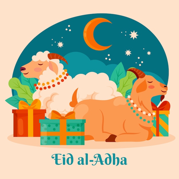 Bezpłatny wektor ręcznie rysowane ilustracja eid al-adha