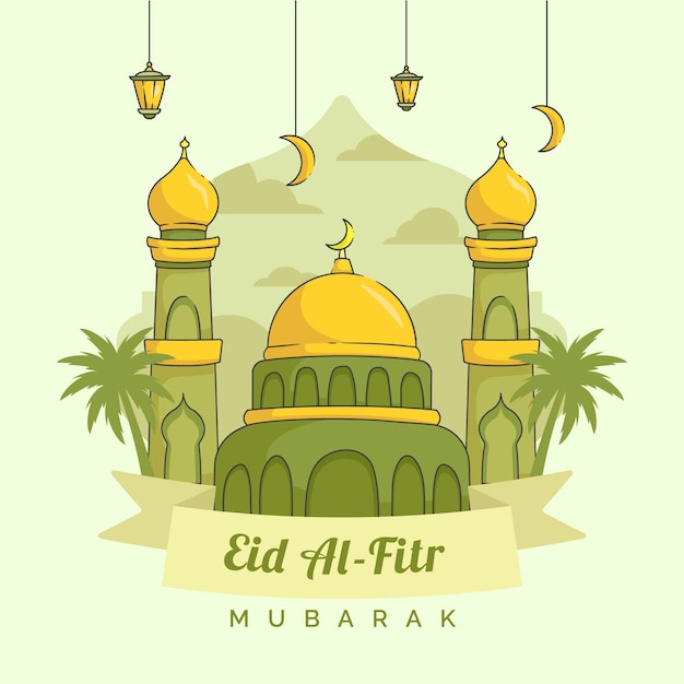 Ręcznie Rysowane Ilustracja Eid Al-fitr