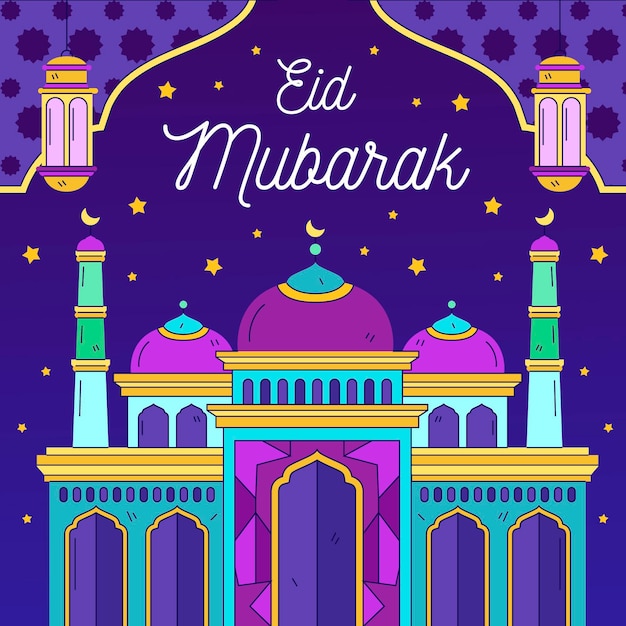 Ręcznie Rysowane Ilustracja Eid Al-fitr