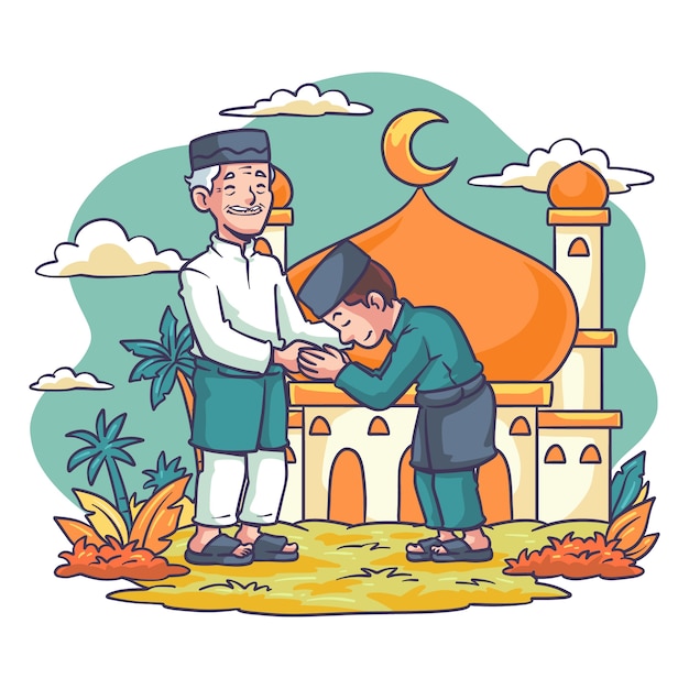 Bezpłatny wektor ręcznie rysowane ilustracja eid al-fitr