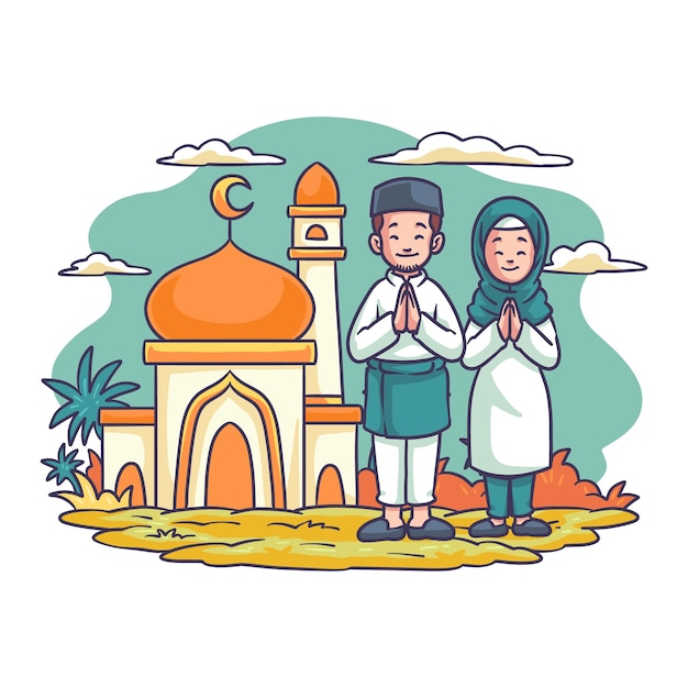 Bezpłatny wektor ręcznie rysowane ilustracja eid al-fitr