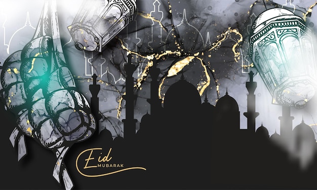 Ręcznie rysowane ilustracja eid alfitr eid mubarak