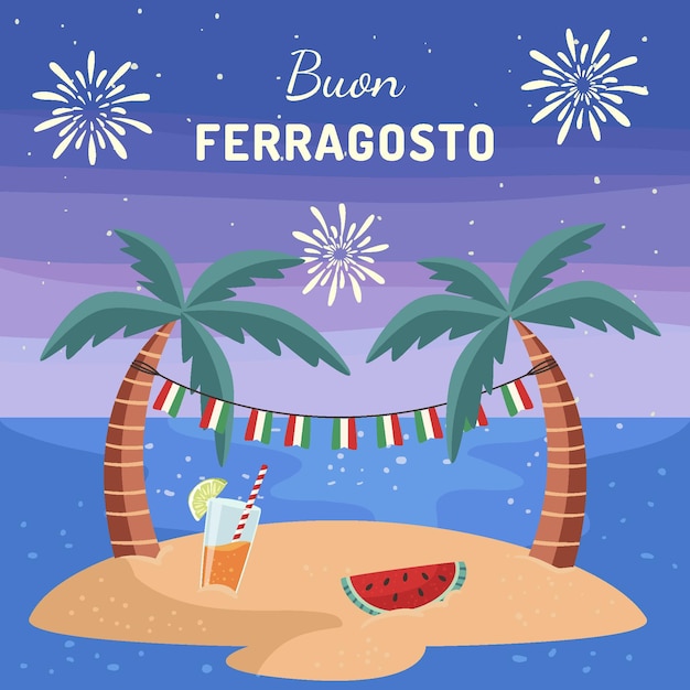 Ręcznie Rysowane Ilustracja Ferragosto