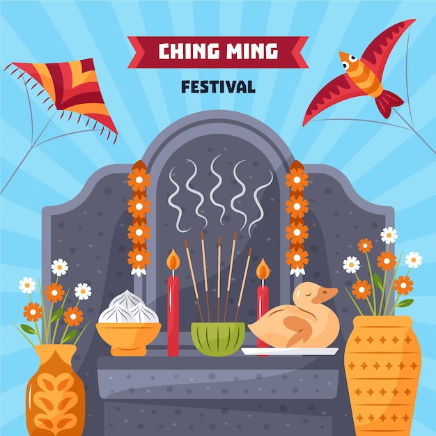 Bezpłatny wektor ręcznie rysowane ilustracja festiwalu ching ming