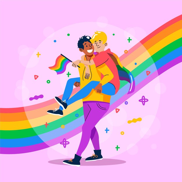 Ręcznie rysowane ilustracja gejów w miesiącu dumy