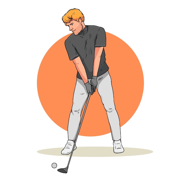 Bezpłatny wektor ręcznie rysowane ilustracja golfa