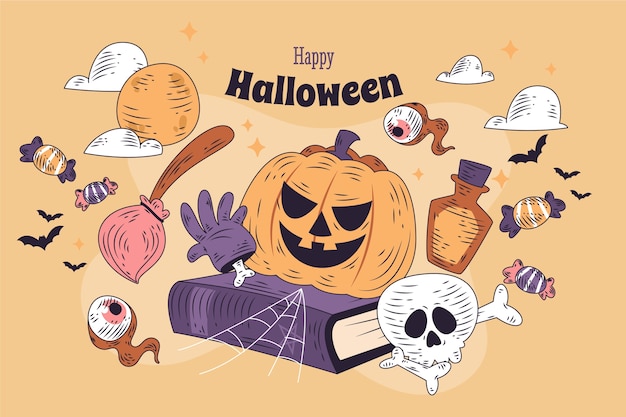 Bezpłatny wektor ręcznie rysowane ilustracja halloween