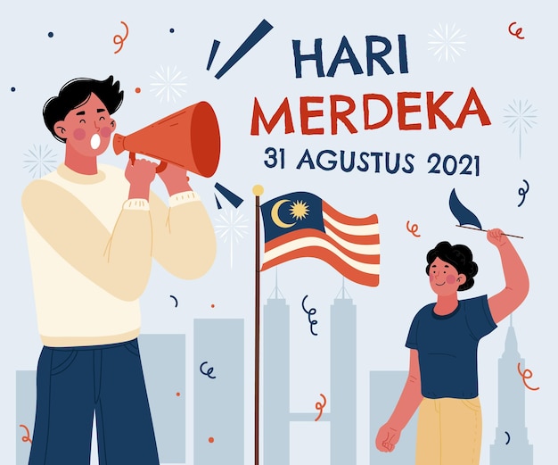 Ręcznie rysowane ilustracja hari merdeka