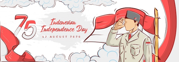 Bezpłatny wektor ręcznie rysowane ilustracja indonezyjskiego dnia niepodległości
