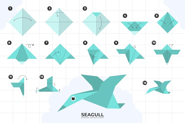 Bezpłatny wektor ręcznie rysowane ilustracja instrukcje origami