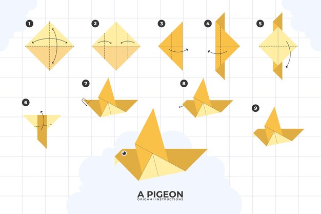 Ręcznie rysowane ilustracja instrukcje origami