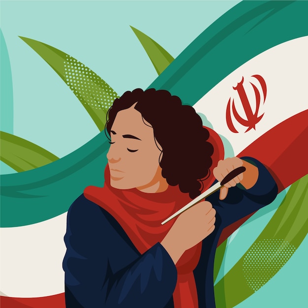 Bezpłatny wektor ręcznie rysowane ilustracja irańskich kobiet