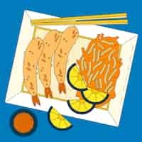 Bezpłatny wektor ręcznie rysowane ilustracja jedzenie w japonii