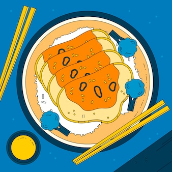 Ręcznie rysowane ilustracja jedzenie w japonii