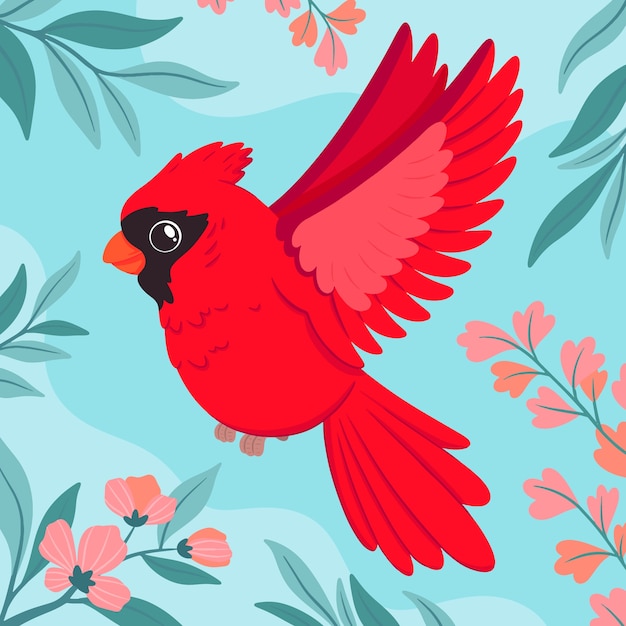 Bezpłatny wektor ręcznie rysowane ilustracja kardynała ptaka