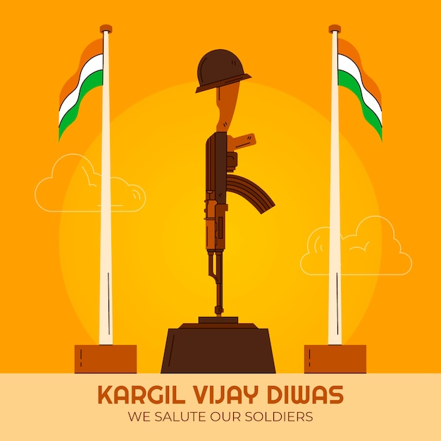 Ręcznie Rysowane Ilustracja Kargil Vijay Diwas