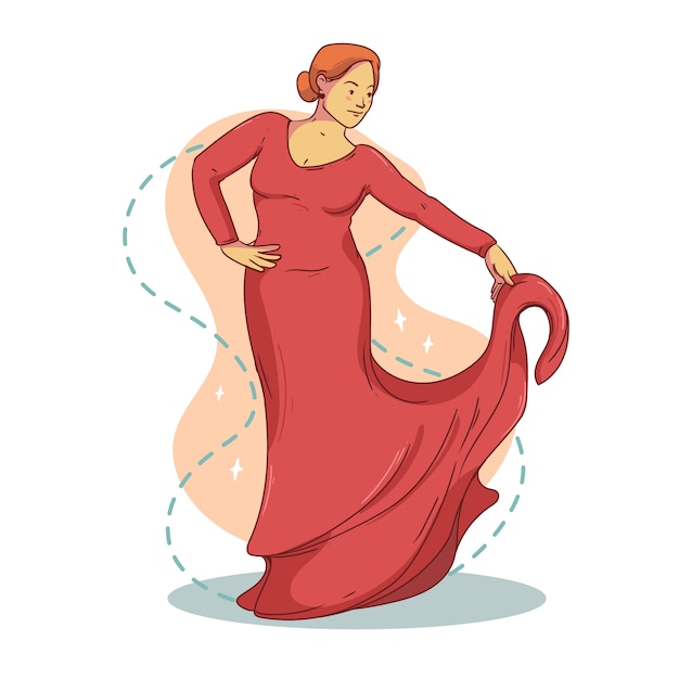 Ręcznie Rysowane Ilustracja Kobiety Flamenco
